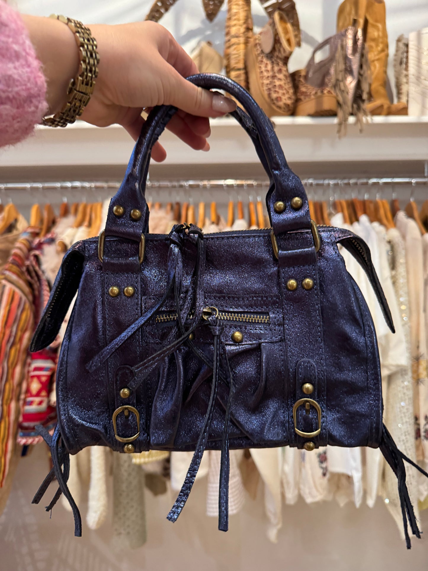 Sac bleu brillant - PAOLA